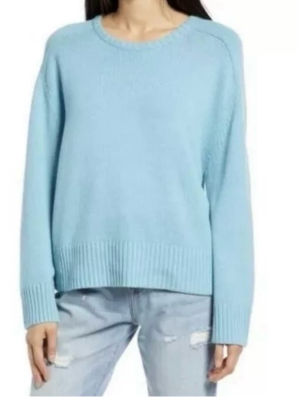Treasure & Bond Blue Milky Women’s Scoopneck Knit Sweater